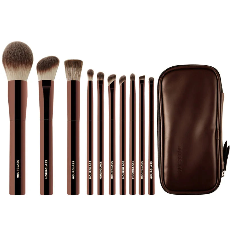 HOURGLASS Full Set Makeup Brushes - Powder Blush Foundation Eyeshadow Concealer Lip Brush - Cosmetic Brush Kit for Face And Eyes