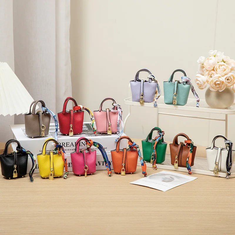New Mini House Small Bag Leather Handheld Portable Hand Rope Bluetooth Earphone Bag Zero Wallet Multi Functional Small Bag