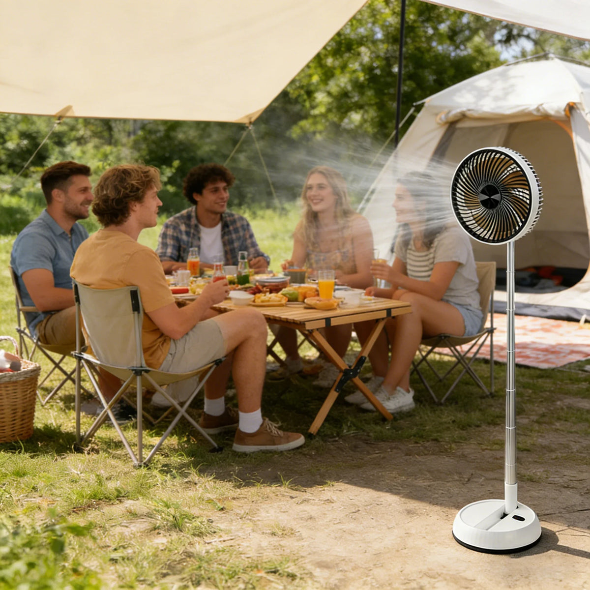 2026 NEW  Outdoor Portable Silent Remote Control Desktop Vertical Automatic Shaking Fan Aluminum Alloy Telescopic Timed Home Fan