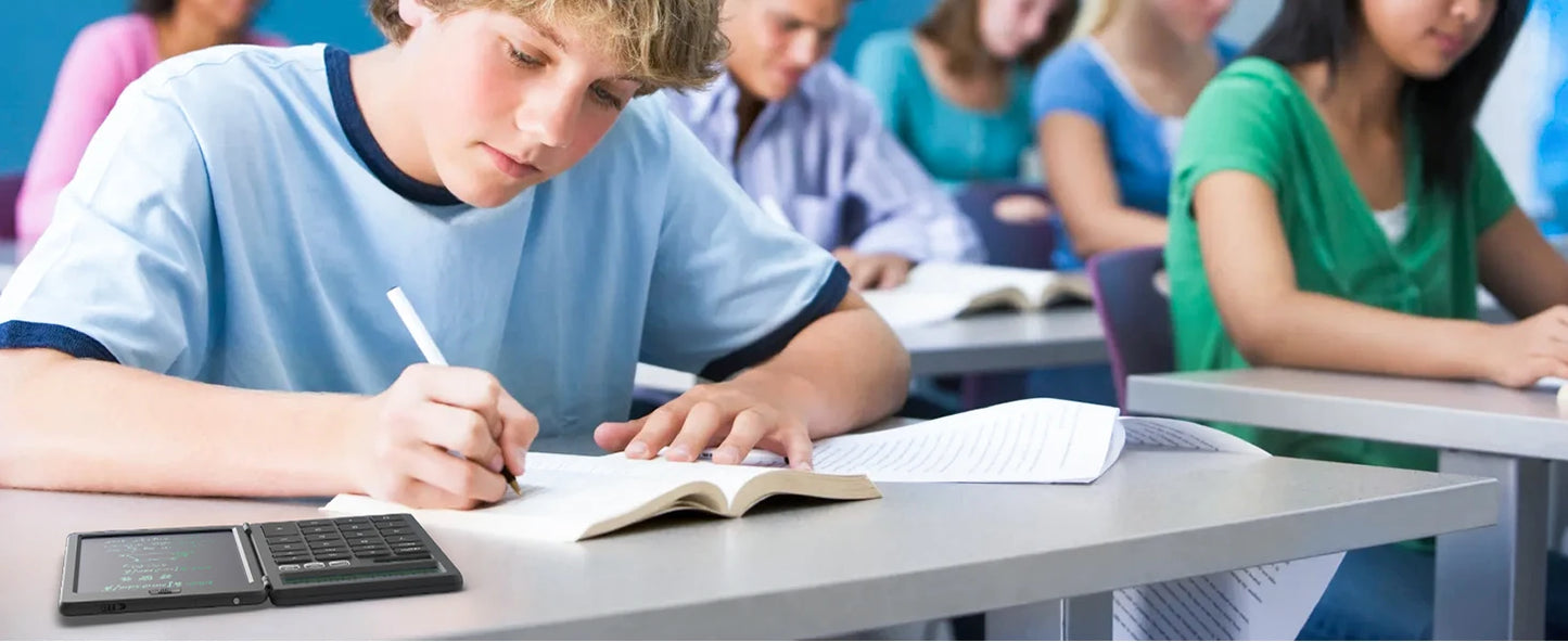 Upgraded Basic Calculator with 6.5 Inch Notepad Standard Calculator Pocket 12 Digits Function 2 in 1 Portable for School Office