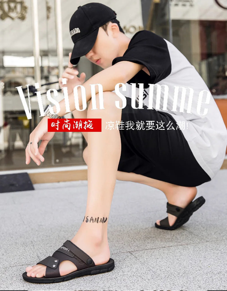 Summer Men's Sandals Fashion Beach Shoes For Men Classic Leather Slipper Male Outdoor Casual Leather Sandals Men
