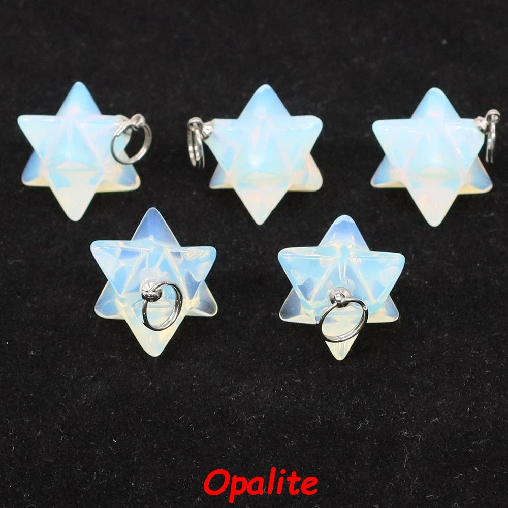 13mm Merkaba Star Pendant Natural Hexagram Stone Necklace Reiki Healing Crystal Wiccan Energy Gemston For DIY Jewelry Home Decor