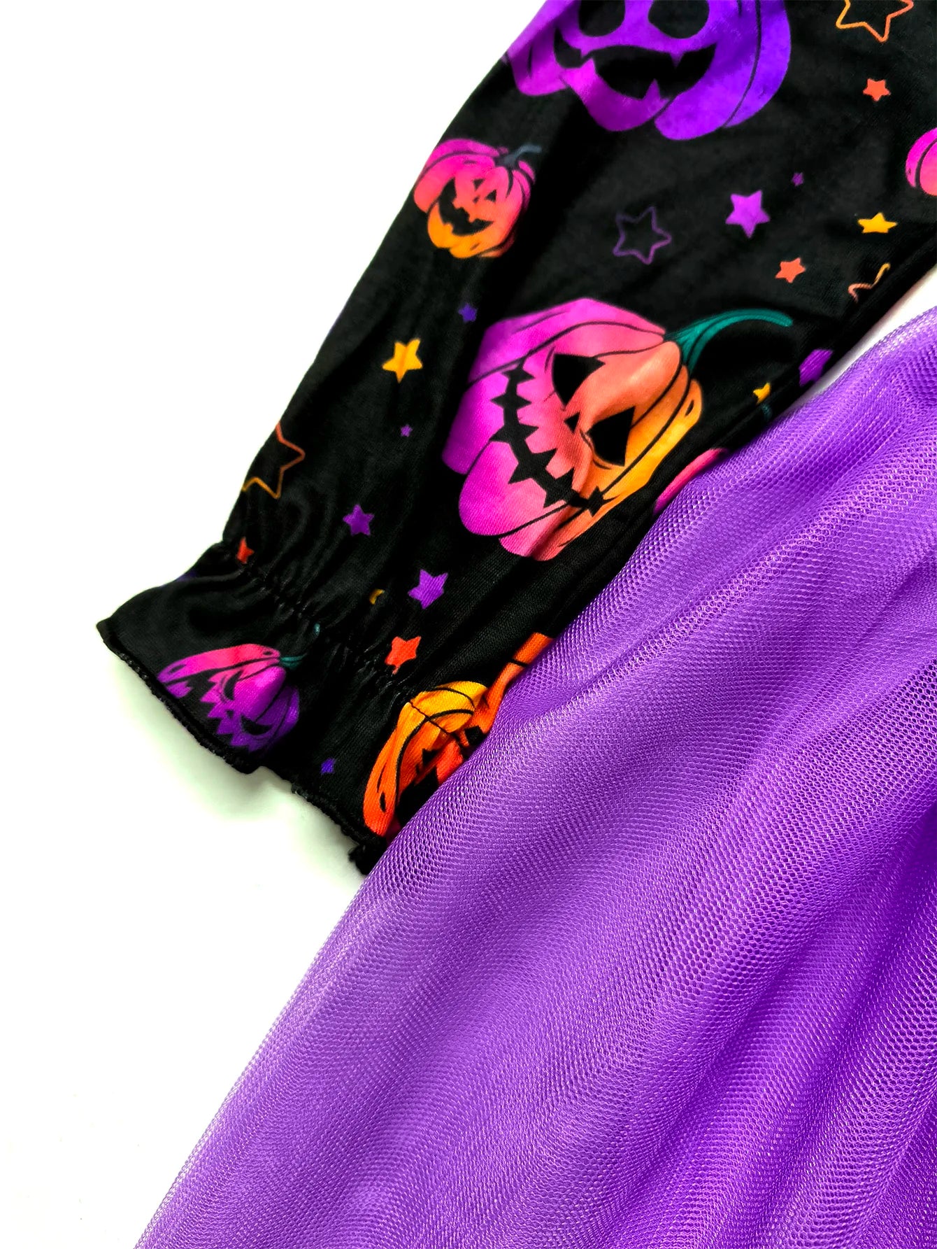 Girl Halloween Dress Pumpkin Ghost Face Pattern Mesh With Ribbon Long Sleeved Girls Party Dresses 2-8 Children Halloween Costume