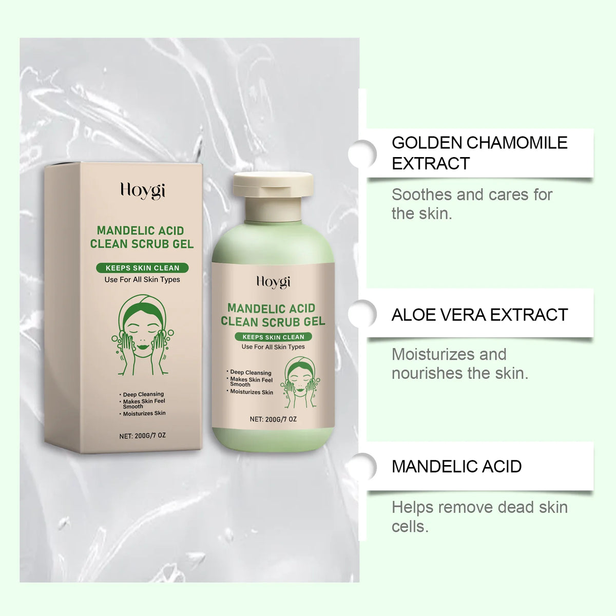 Mandelic Acid Body Exfoliating Gel Gentle Exfoliation Lasting Moisture Cleaning Remove Dead Skins Smooth Skin Cleans Scrub Gels