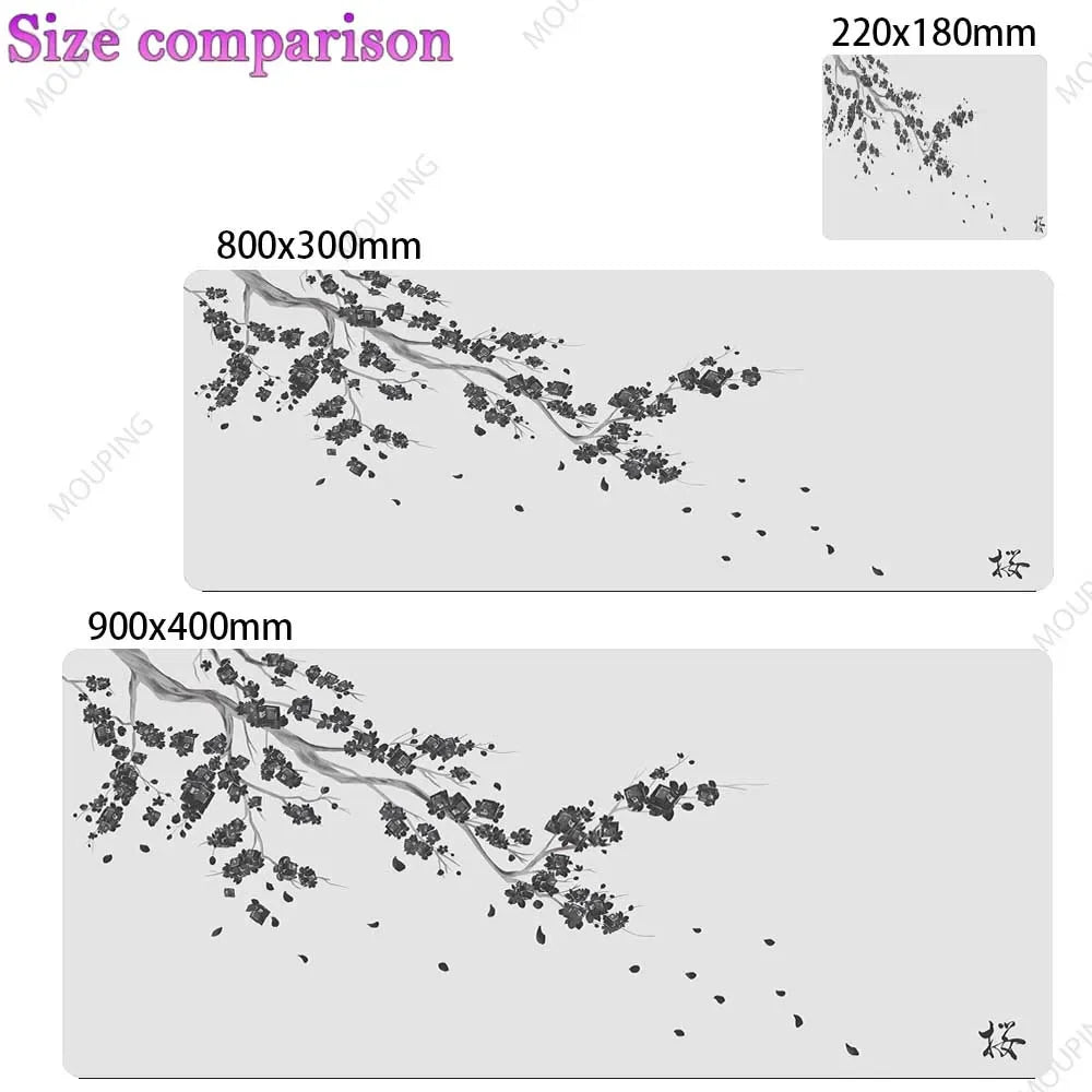 Japan Cherry Blossom Mouse Pad Gray Laptops Gaming Deskmat Sakura Mousepad Anime Office Carpet Gamer Keyboard Computer Desks