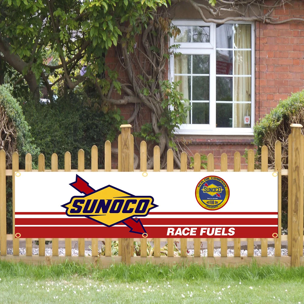 60X240cm Sunocos racing car Banner Flag Polyester Printed Garage or Outdoor Decoration Tapestry