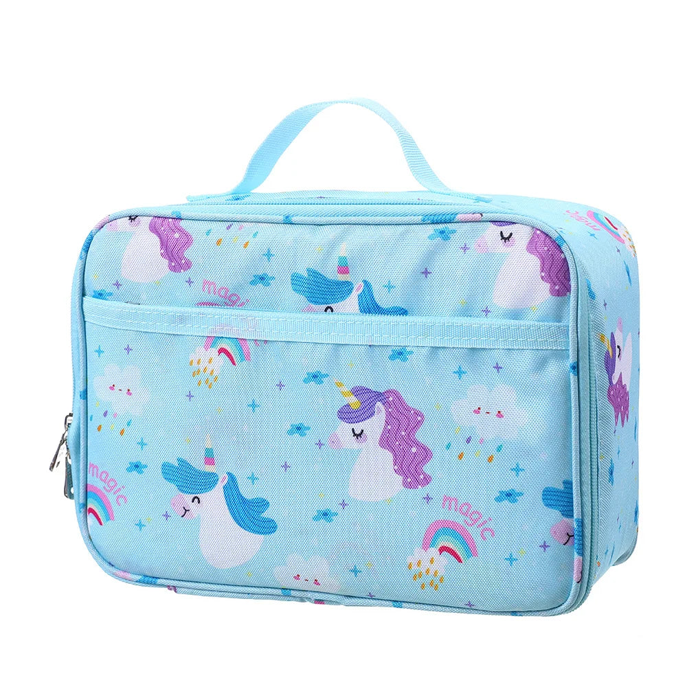 Kawaii Portable High-Capacity Insulation Bag Children Cartoon Rainbow Unicorn Lunch Bag Picnic Food Bag Student School Bento Bag