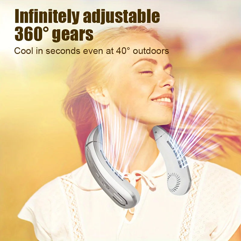 8000mAh USB Hanging Neck Fan Portable Bladeless Rechargeable Mute LED 100 Speed Digital Display Electric Fans Air Cooler