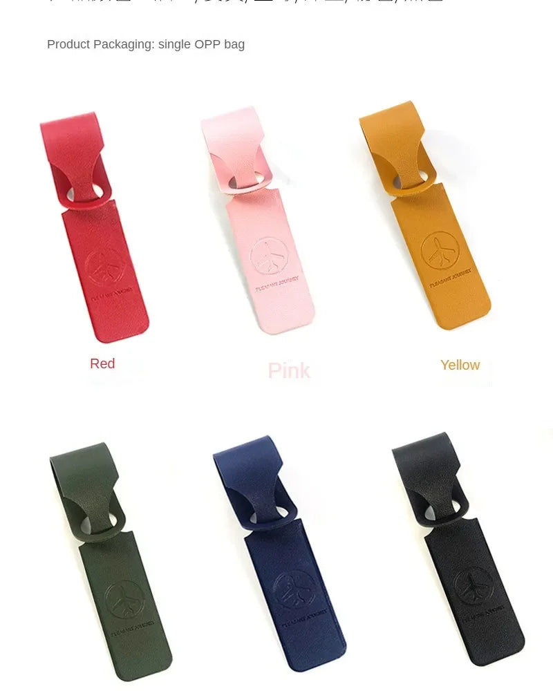 Men Women Yellow PU Leather Luggage Tag Portable Suitcase Identifier Label Baggage Boarding Bag Tag Holder Travel Accessories