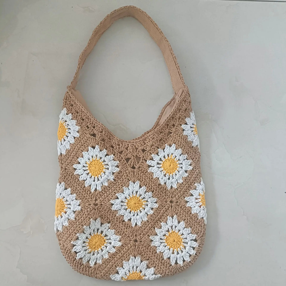 Women Shouder Bag Bohemian Straw Underarm Bag Summer Beach Woven Armpit Bag Hollow Flower Casual Crochet Tote Shopping Bags