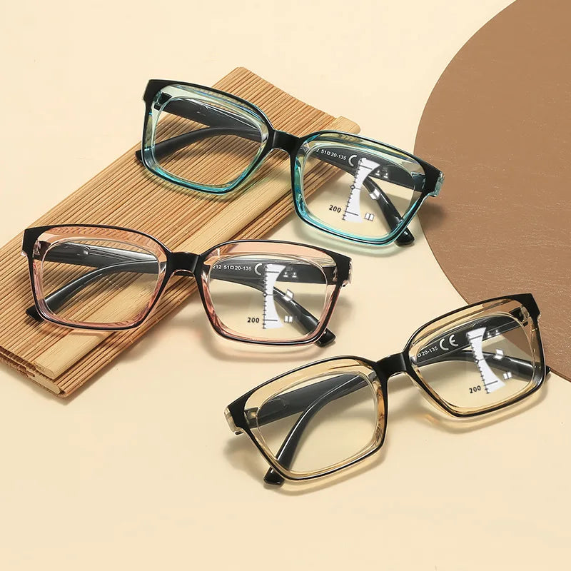 Fashionable Far and Near Dual-use Multifocal Reading Glasses New Anti Blue Light High-definition Eye Protection Glasses