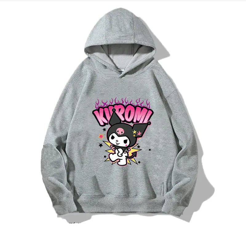 Sanrio Children's Hoodie, Children's Hoodie, Girls' Kuromi Cute Autumn and Winter Warm Children's Hoodie