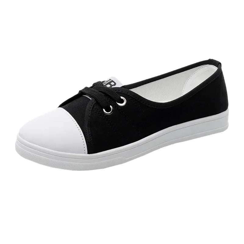 Lady Fashion Light Weight White Anti Skid Comfort Lace Up Student School Shoes Zapatos Women Cute Sweet Black Stylish Shoes B87