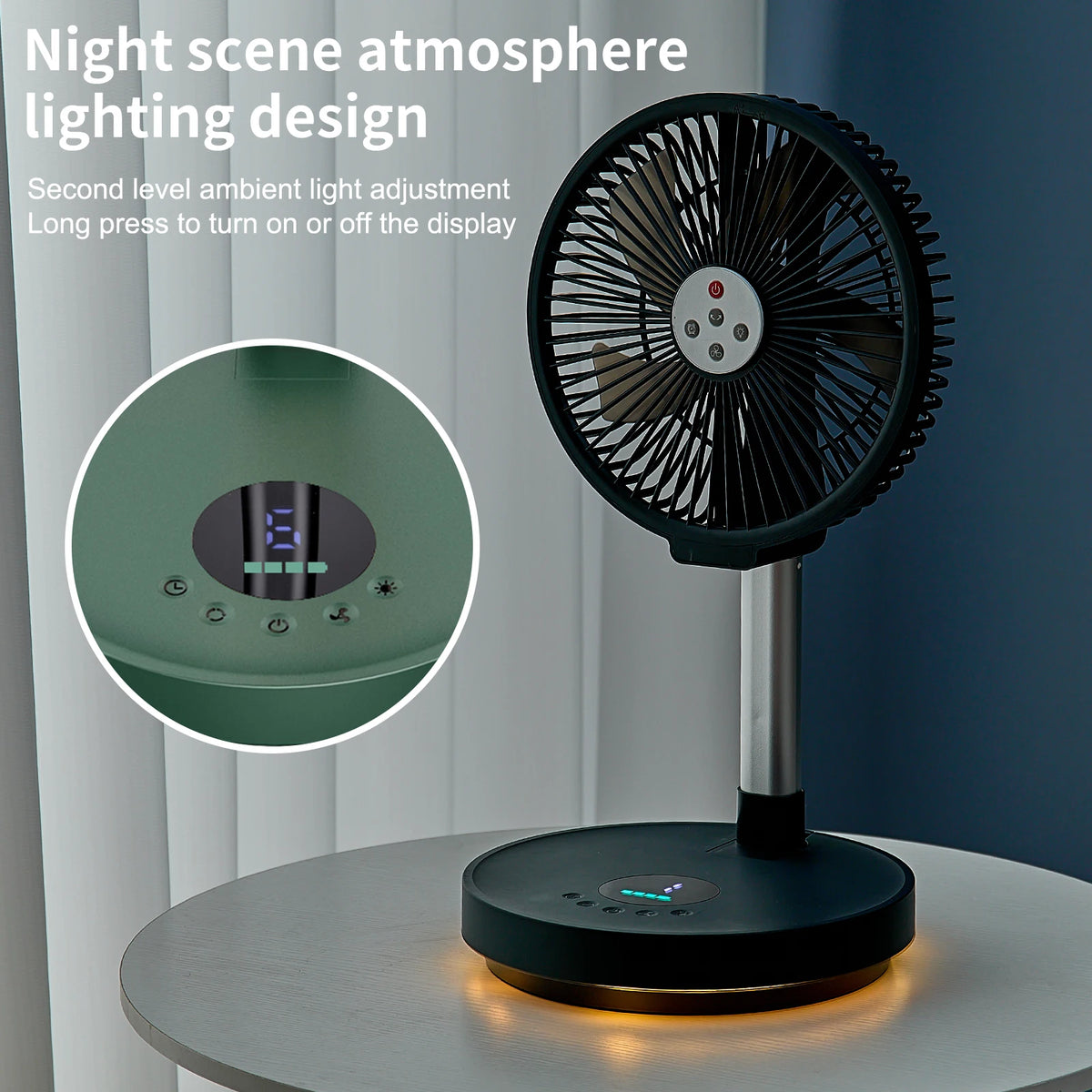 10 Inch Portable Standing Fan with Remote Controller Foldable Desk Fan Rechargeable Powered Pedestal Fan for Camping Desktop Fan