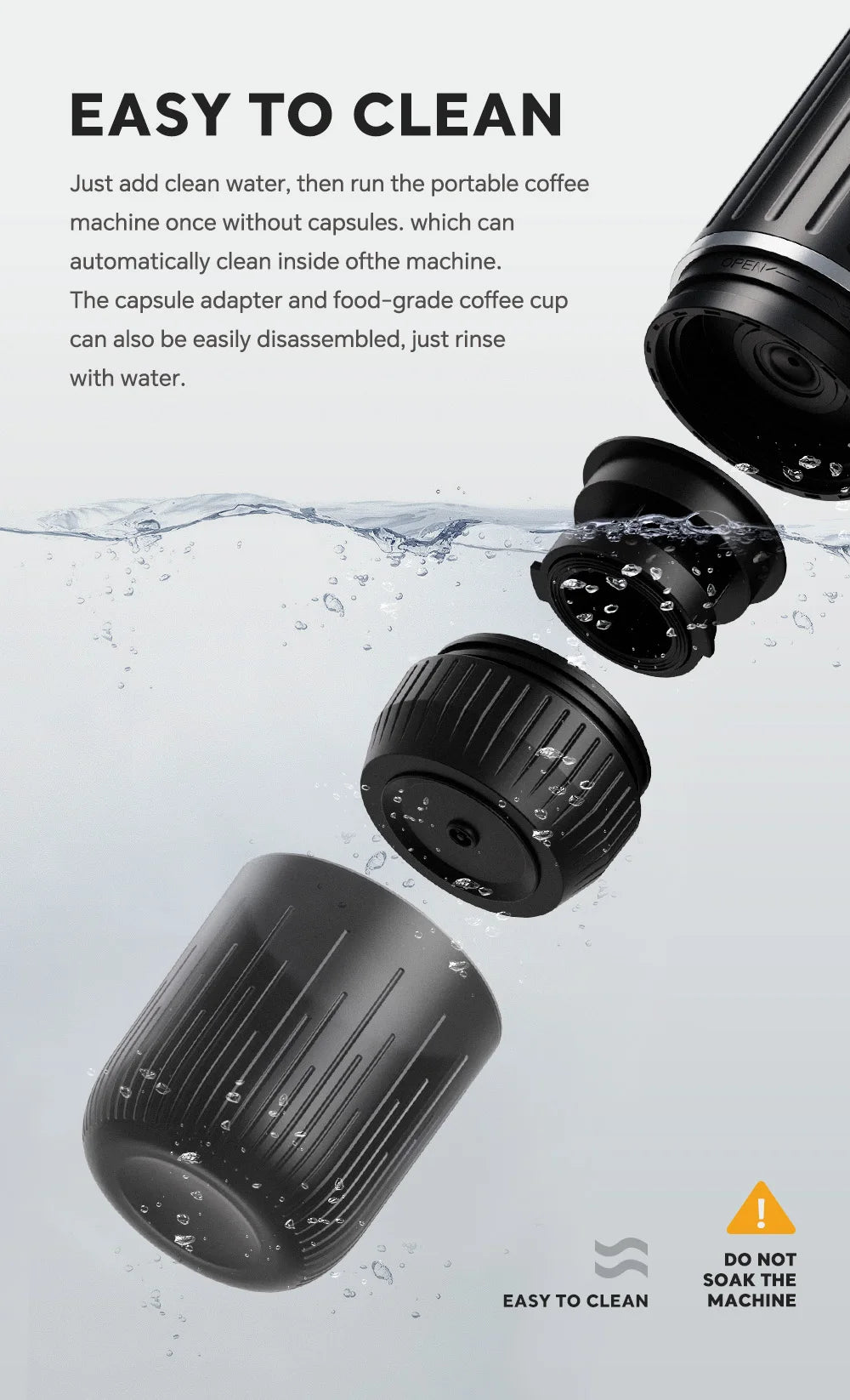 Wireless Portable Heating Espresso Machine Coffee Maker Rechargeable Concentrated Extraction Coffee Machine for Travel Office