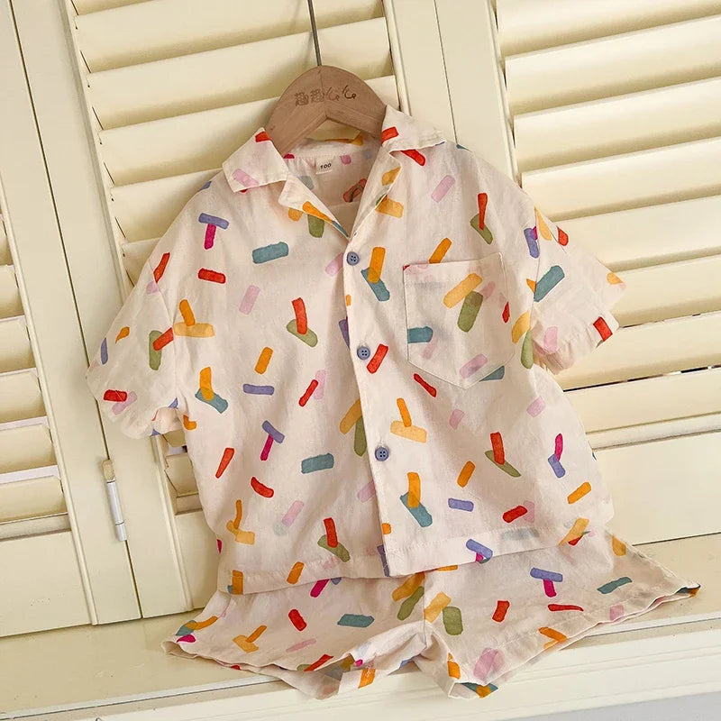 2025 New Vacation Style Cotton Kids' Summer Clothing Set Girls Sundress for 80 - 150cm Boys and Girls Sibling Outfits