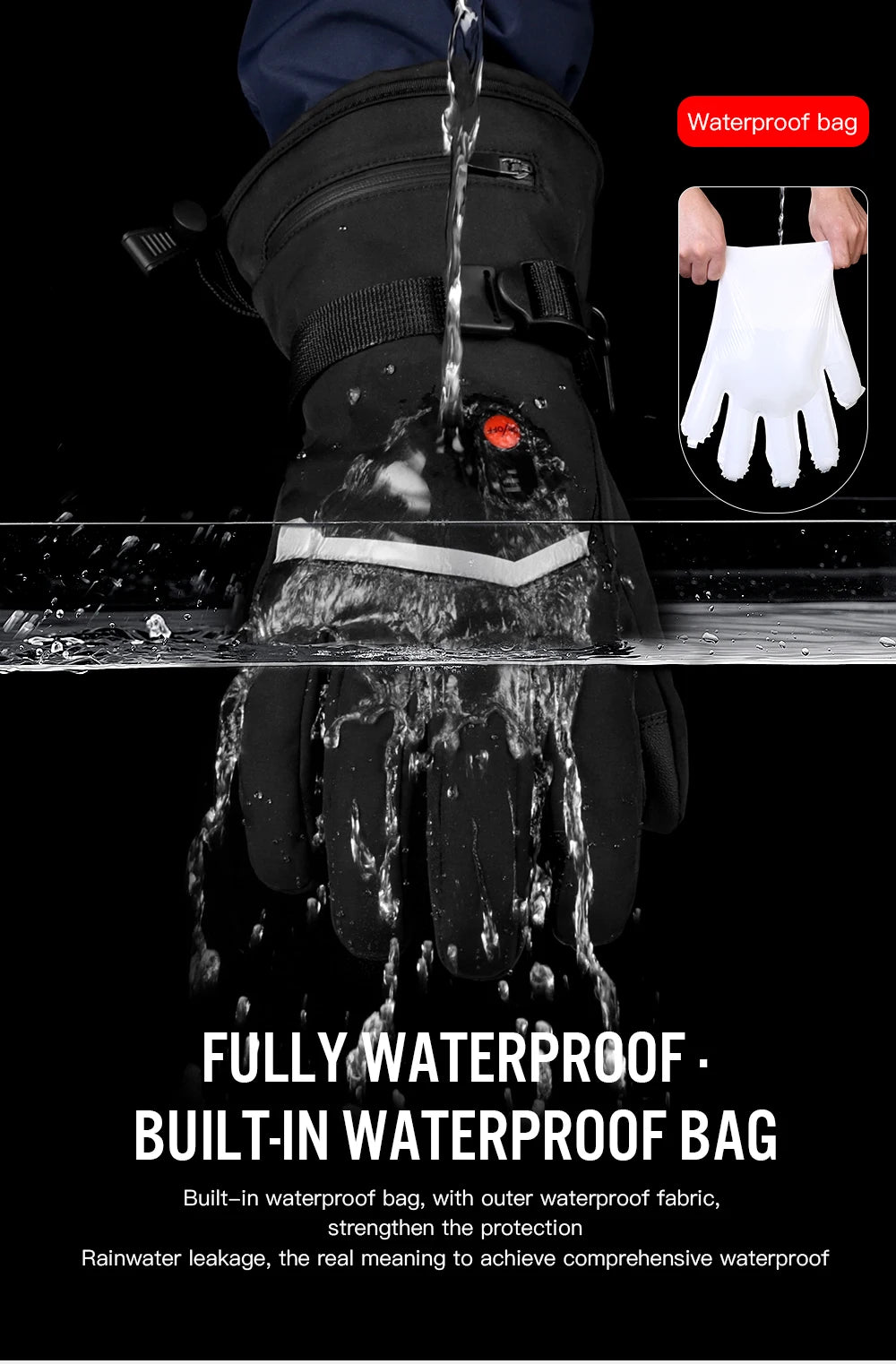 Electric Heated Gloves Motorcycle Winter Moto Heated Gloves Warm Waterproof Rechargeable Heating Thermal Gloves For Snowmobile