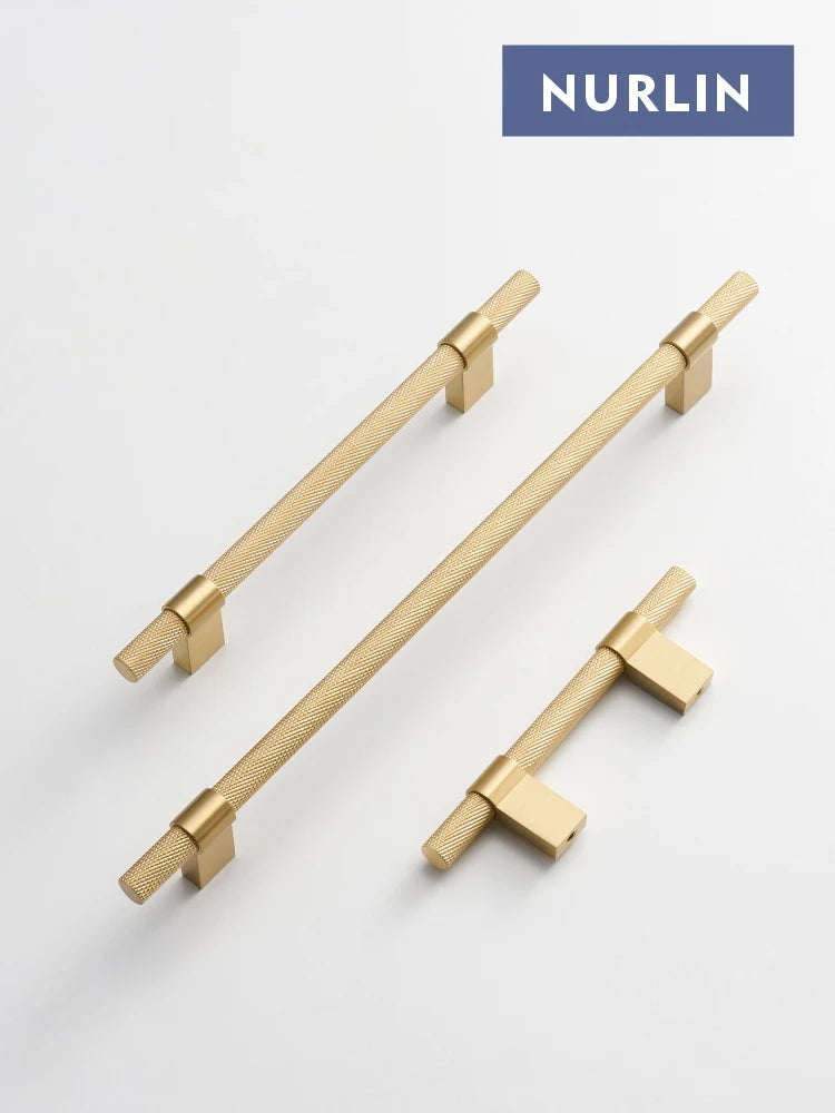 Nurlin Solid Brass Knurling Patterned Cabinet T-bar Extended Length 40 Inches Kitchen Appliances Dishwashers Refrigerators Pull