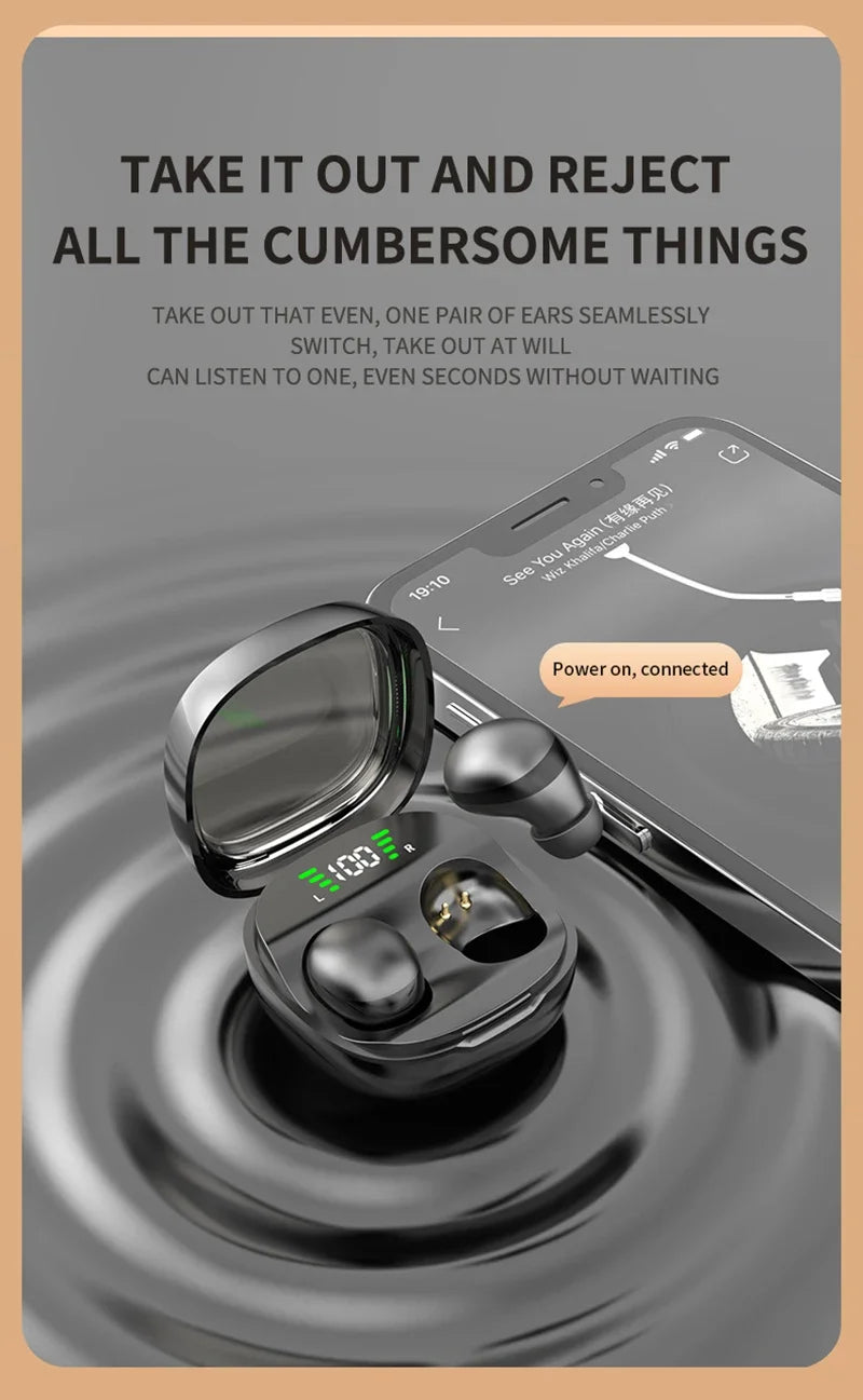 Mini Wireless Bluetooth 5.3 Headset Small Earbuds Sleep Sports Invisible Headphones HD HIFI Bass Sound Quality Earphones