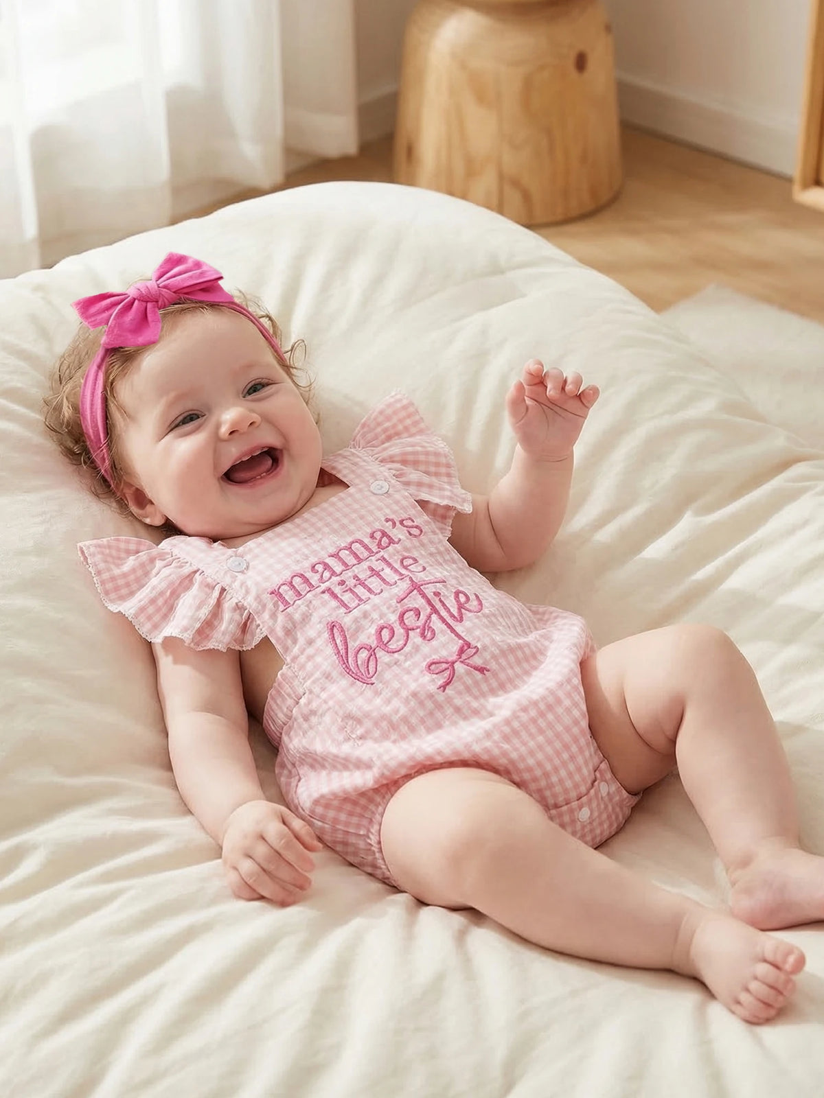 Baby Girl 2Pcs Summer Outfits Ruffle Sleeveless Bow Embroidery Romper with Headband Set Newborn Baby Bodysuits Clothes