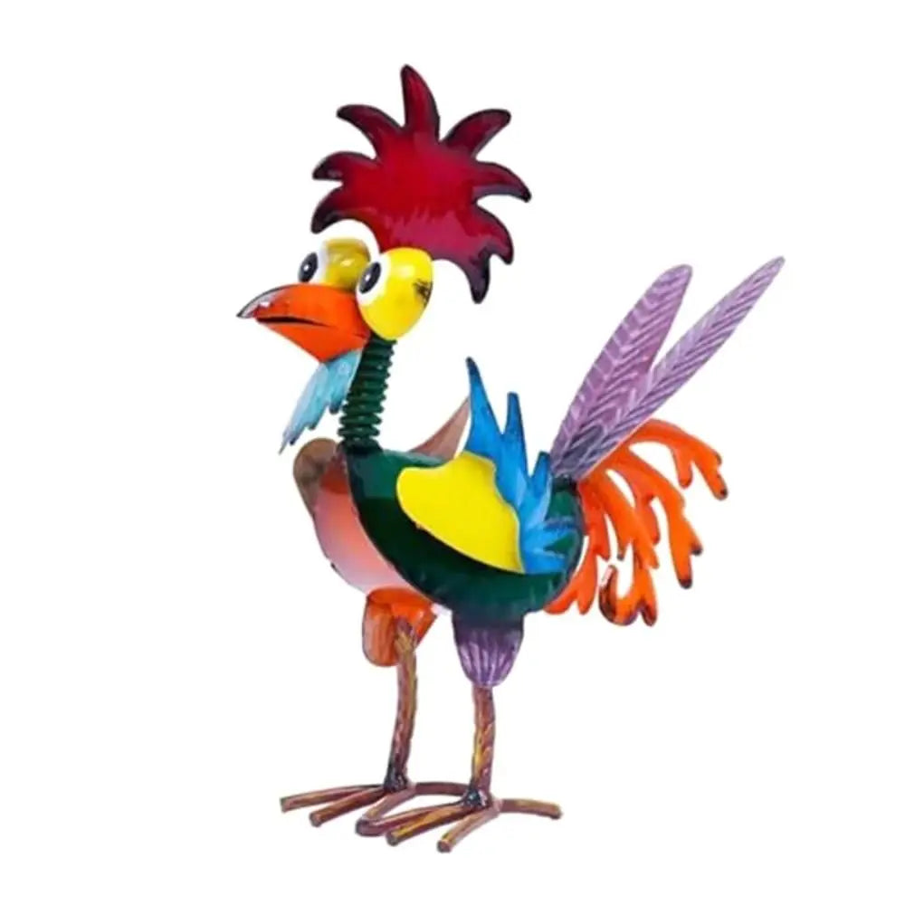 Funny Outdoor Decoration Garden Rooster Statues Yard Art Iron Chicken Sculpture Miniature Rustproof Cockerel Figurines for Home