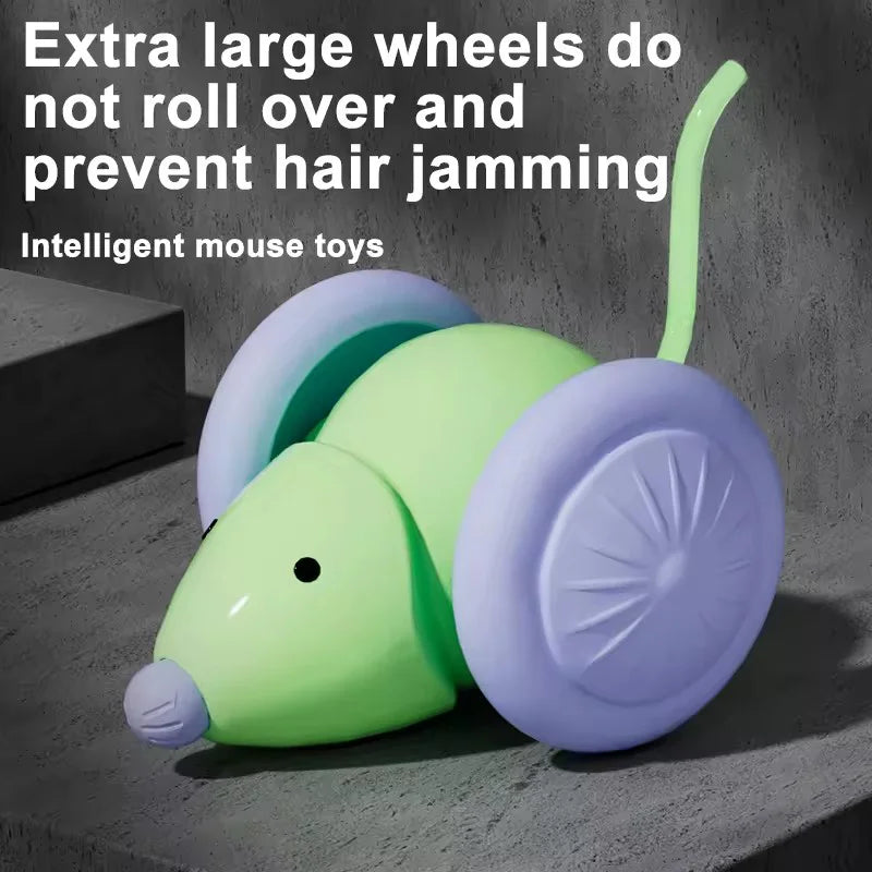 Pet Cat Toy Interactive Smart Mouse With Extra Large Wheels Anti Hair Jamming Durable Bite Resistant with Obstacle Avoidance