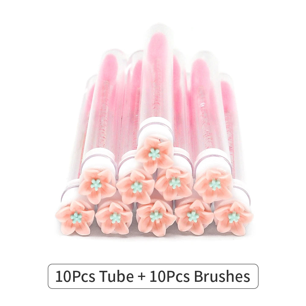 10/50Pcs Eyelash Brush Tubes With Crystal Lash Mascara Wands Eyebrow Comb Spoolies Container Lash Brush Applicators Makeup Tools