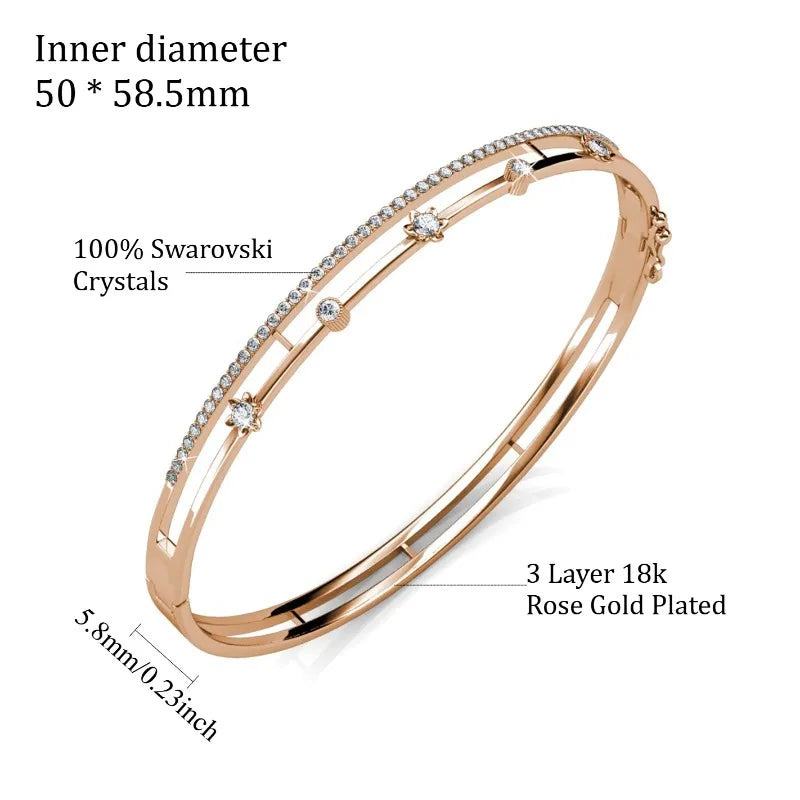 Daisini Crystals From Swarovski Women Bangle High Quality Brass Plated 18k Hand Cuff Bracelet Fashion Jewelry Birthday Gifts