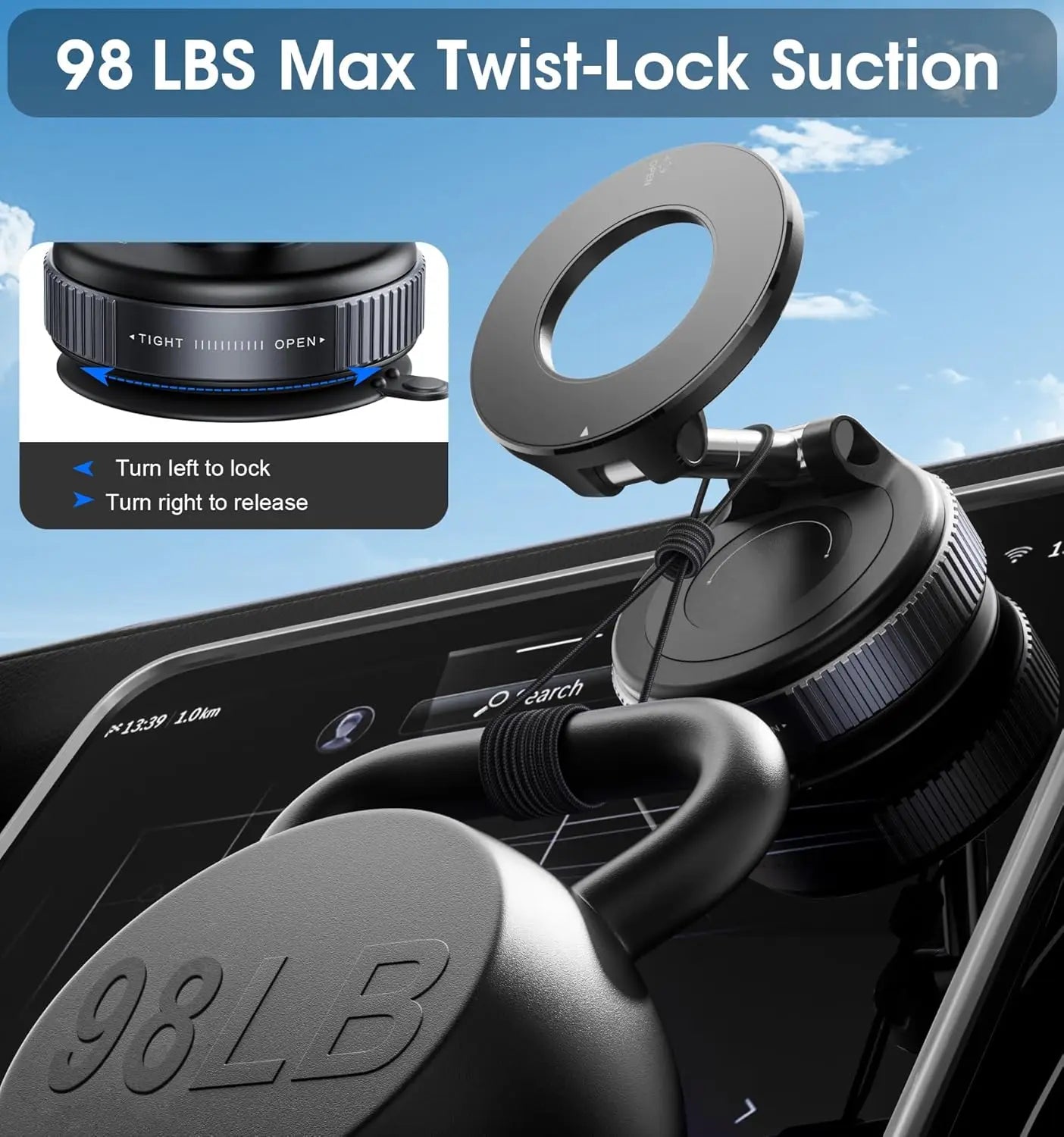 360° Rotating Vacuum Magnetic Car Phone Holder  New Model Dashboard Glass Mount Multi-Scenario Automotive Navigation Stand