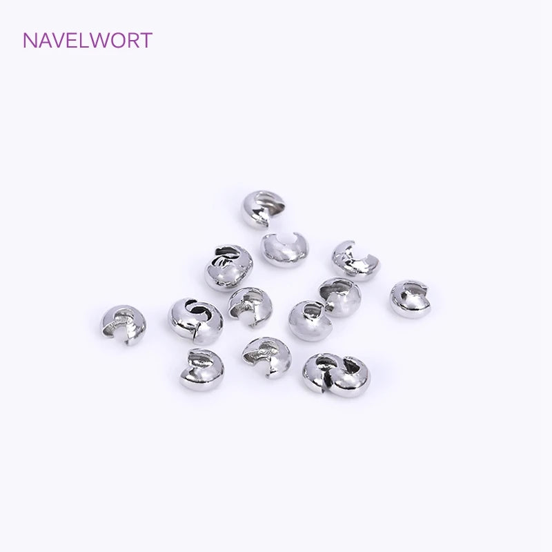 18K Gold Plated Brass Stripe Crimp End Beads Stopper Open Crimp Beads Covers DIY Handmade Crafts Accessories For Jewelry