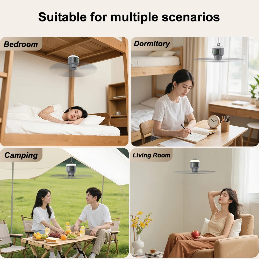 12000mAh Ceiling Fans Portable Outdoor Camping Fan With Remote Control LED Light USB Electric Tent Air Circulator Fan