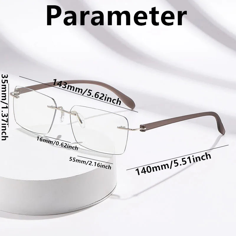 Rimless Photochromic Reading Glasses Auto Color Changing Light Sensitive Presbyopia Glasses Ultralight Frameless Eyeglasses for