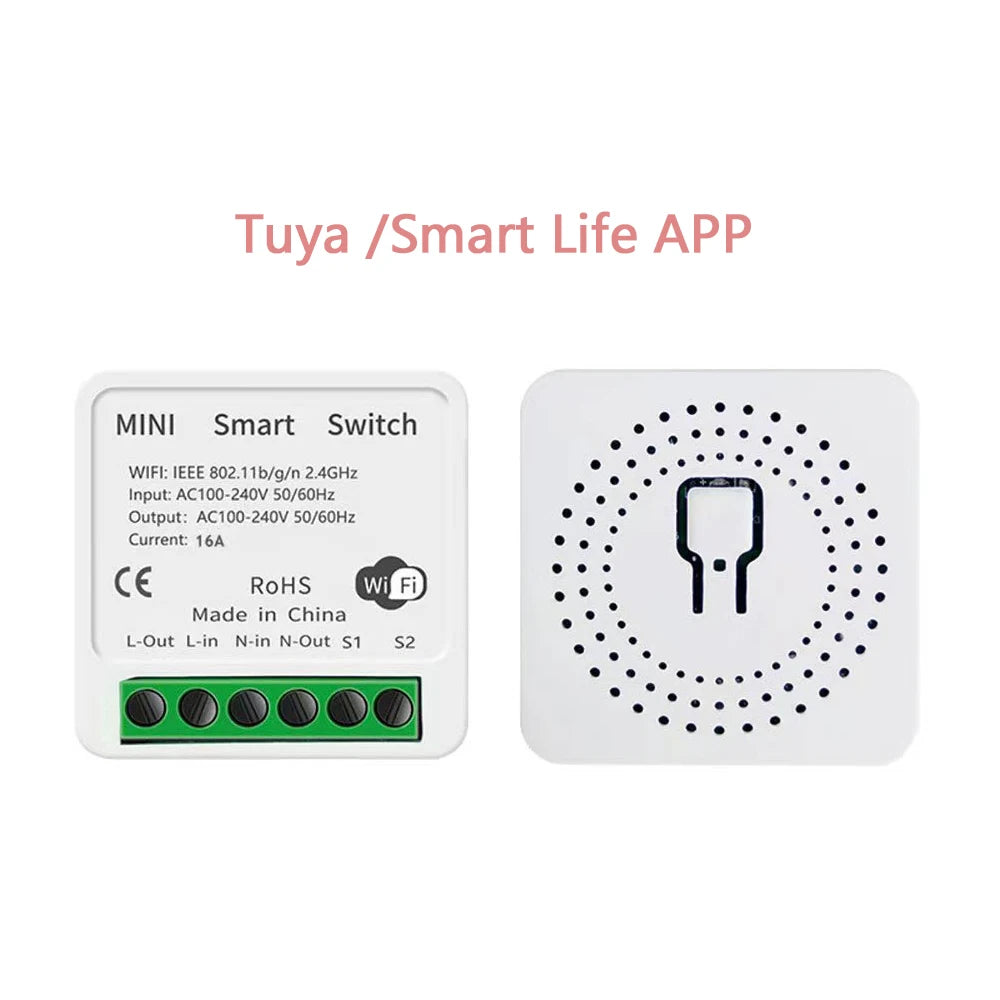 Wifi Mini Smart Switch 16A DIY Light Switches Wireless Smart Home with Tuya Smart Life EweLink Homekit Alexa Alice Google Home