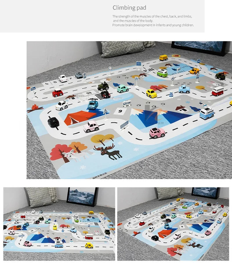 Baby Play Mat City Traffic Car Park Waterproof Parking Lot Kids Playmat Kids Rug Boy Girl Educational Toys for Children Map