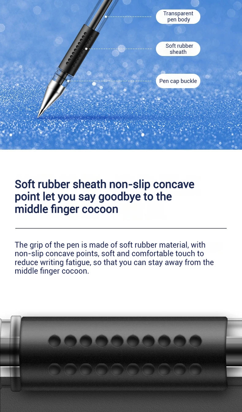 Deli 12-Pack Gel Pen Set 0.5mm Ballpoint Black Blue Red Ink Colors Writing Tools for School Office Stationery Supplies