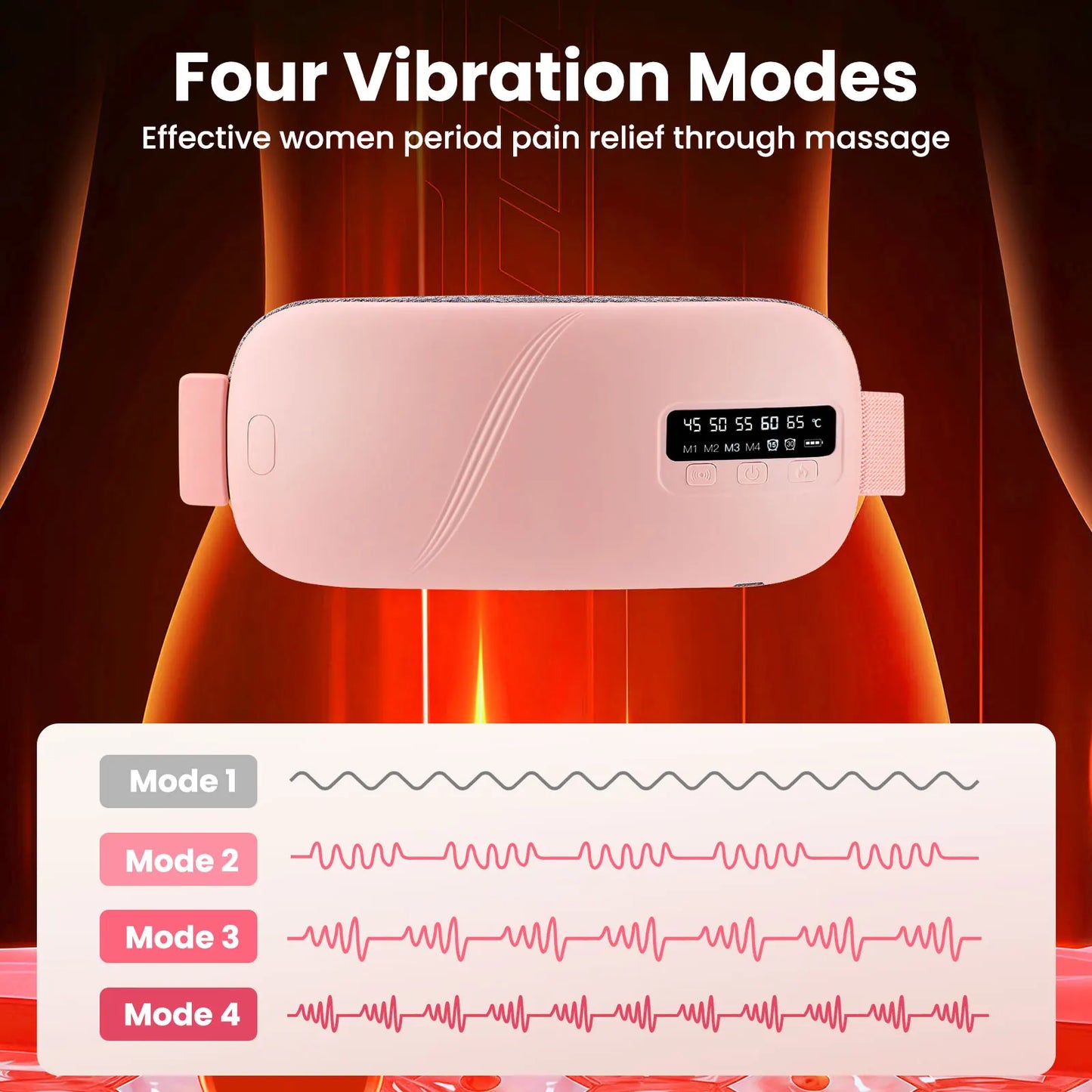 Cordless Electric Heating Pad Belt Adjustable Levels for Women Best Abdominal Heating Massager Hot Compress for Menstrual Period