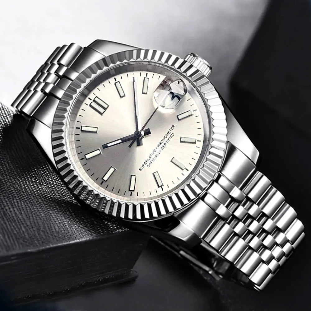 Tandorio New Round Sapphire Glass 200m Waterproof Black Sunbrust Dial Japan NH35A Automatic Mechanical Movement Men's Watch