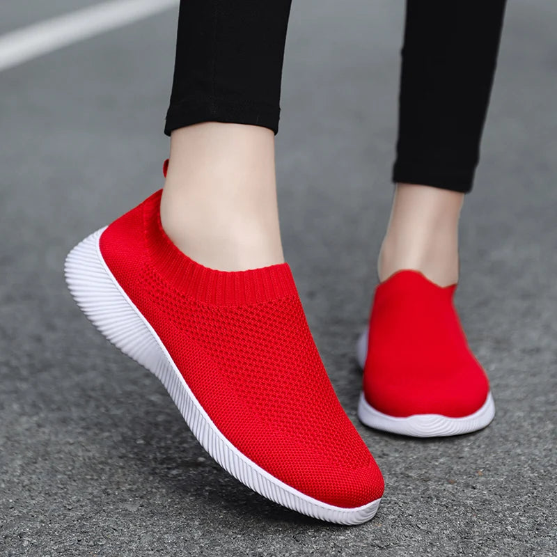 2024 Spring Women Shoes Knitting Sock Sneakers Women Flat Shoes Casual Breathable Sneakers Flats Walking Shoes for Women