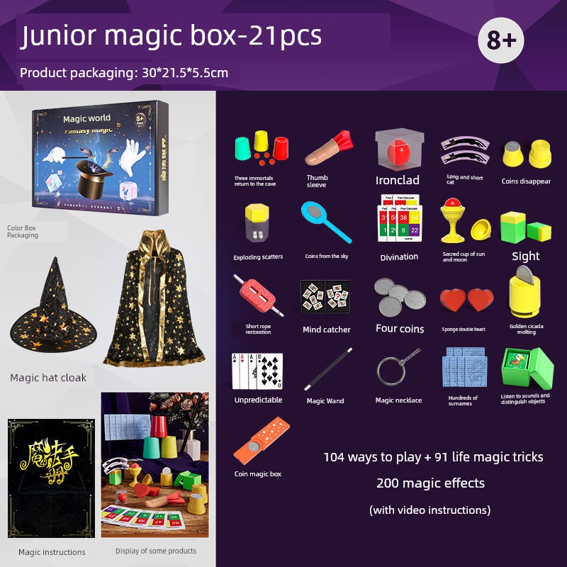 Children's Magic Props Toy Gift Box Close-Up Kindergarten Performance Set Magic Tricks Boy's Birthday Gift Shocking