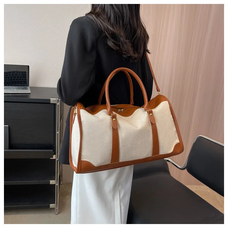 Women Canvas Large Capacity Travel Bags Custom Logo Travel Storage Handbag Vintage Fitness Luggage Bag Personality Customization