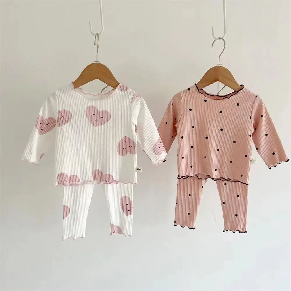 Little Girls Long sleeves Ice Silk Pajamas Set Toddler Kids 2 Piece Sleepwear Short Sleeve Loungewear Clothes Set
