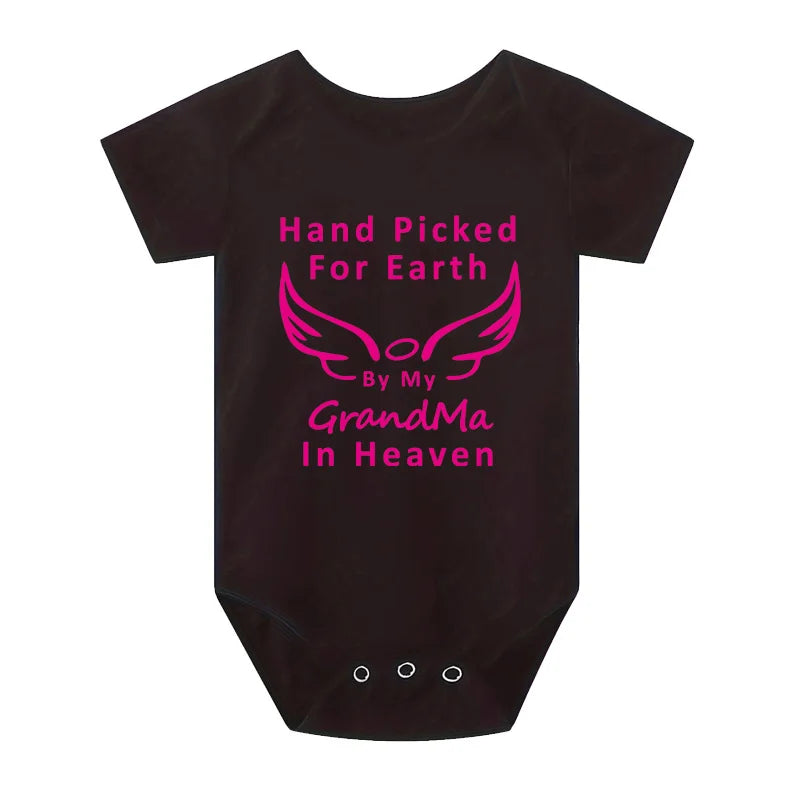 Hand Picked for Earth By My Grandpa/grandma in Heaven Baby Bodysuit Romper Summer Short Sleeve Jumpsuit Onesies