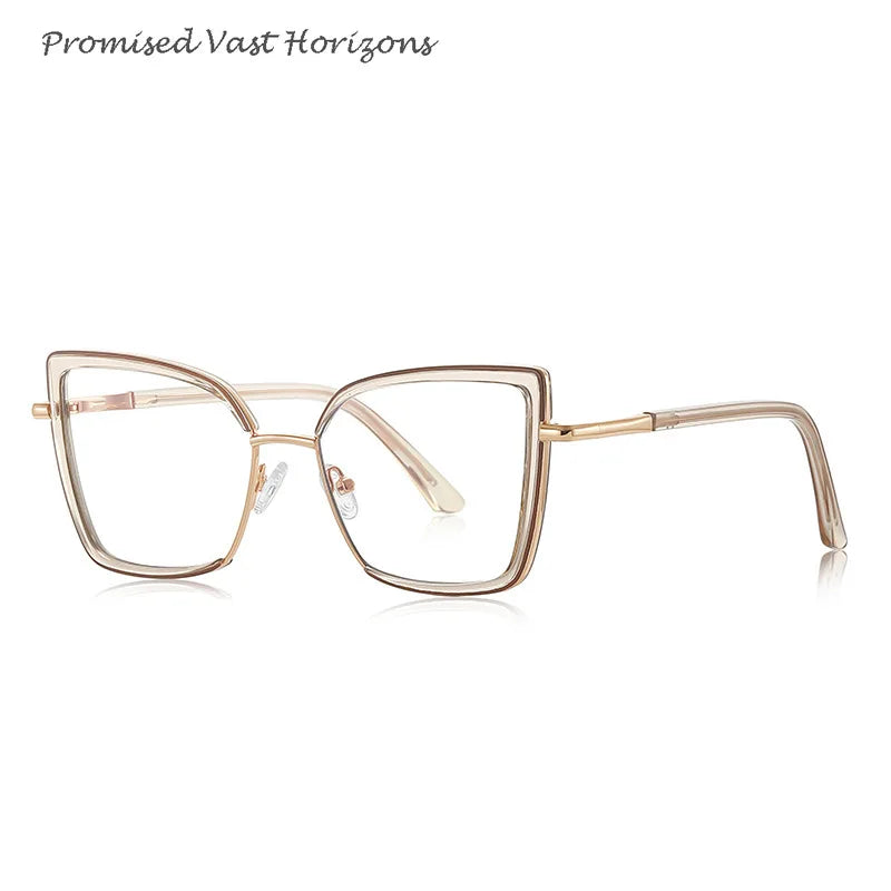 Female Exaggerated Design Anti Blue Light Glasses TR Personalized for Women with Big Face Fashion Show Plano Lens Glasses