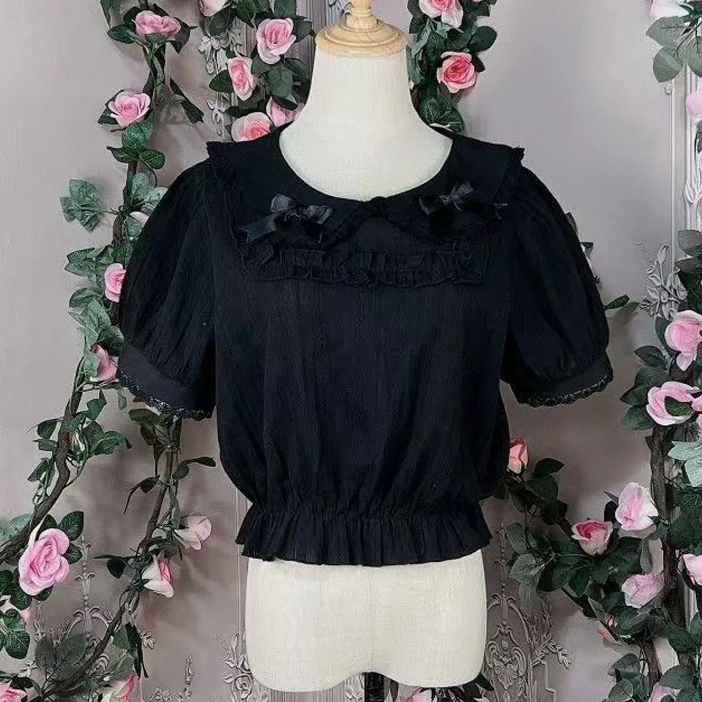 Spring Blouse Women Japanese Kawaii Cute Lace Patchwork Peter Pan Collar Shirt Vintage Sweet Embroidery Top Blusas