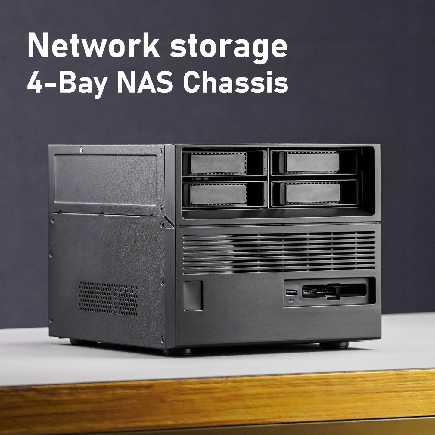 Beverly Little Treasure 4-Bay Full Tower NAS Enclosure SFX Power Supply ATX Motherboard Server with Fan Feiniu Heiqun UNRAID