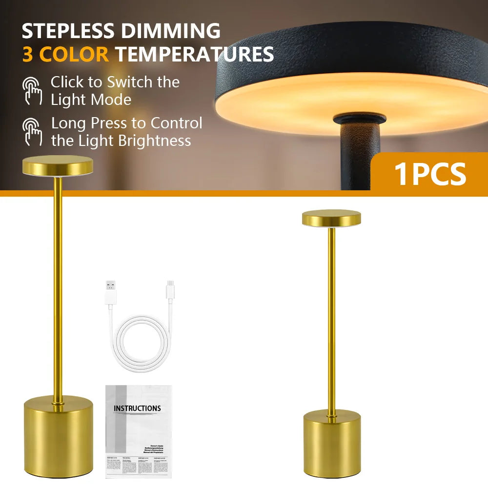 Retro Desk Lamp Warm White Light USB-C Fast Charge USB-C Fast Charge Waterproof Dimmable Gift Idea Table Bedside Lamp Home Decor