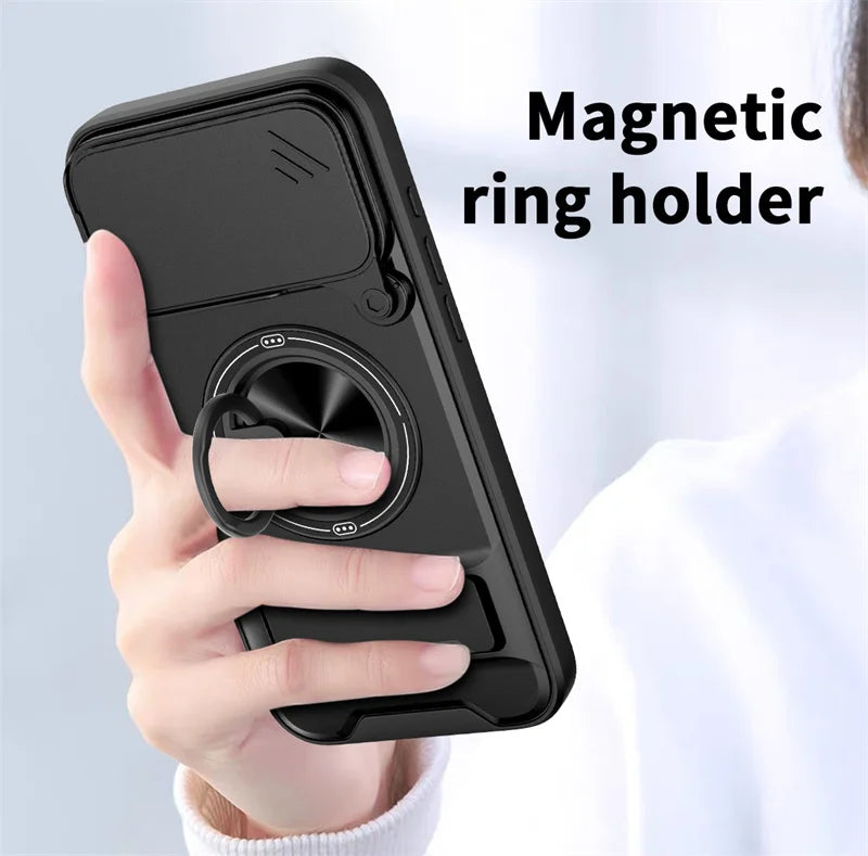 Armor Funda For iPhone 17 Pro Max Case Magnetic Ring Stand Lens Protect Coque For iPhone17 Pro 17Pro Max Wireless Charging Cover