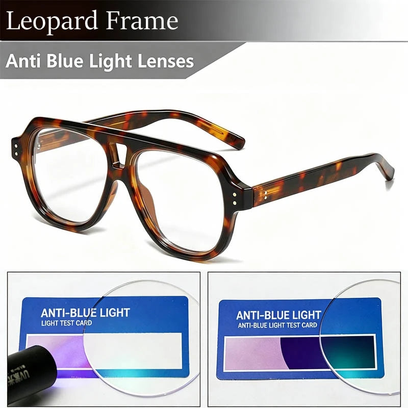 Pilot Dual Bridge Photochromic Reading Glasses Men Women Trendy Designer Prescription Optical Eyewear Customized Sunshade Lenses