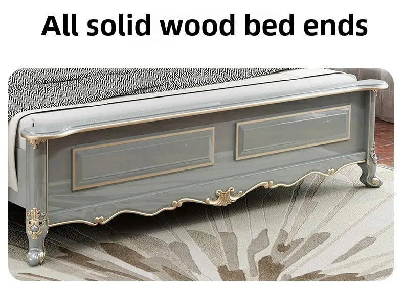 Vintage Modern Bed Multifonction Nordic Unique Queen French Bed Lounge Woode Headboard Camas Matrimonial Bedroom Furniture