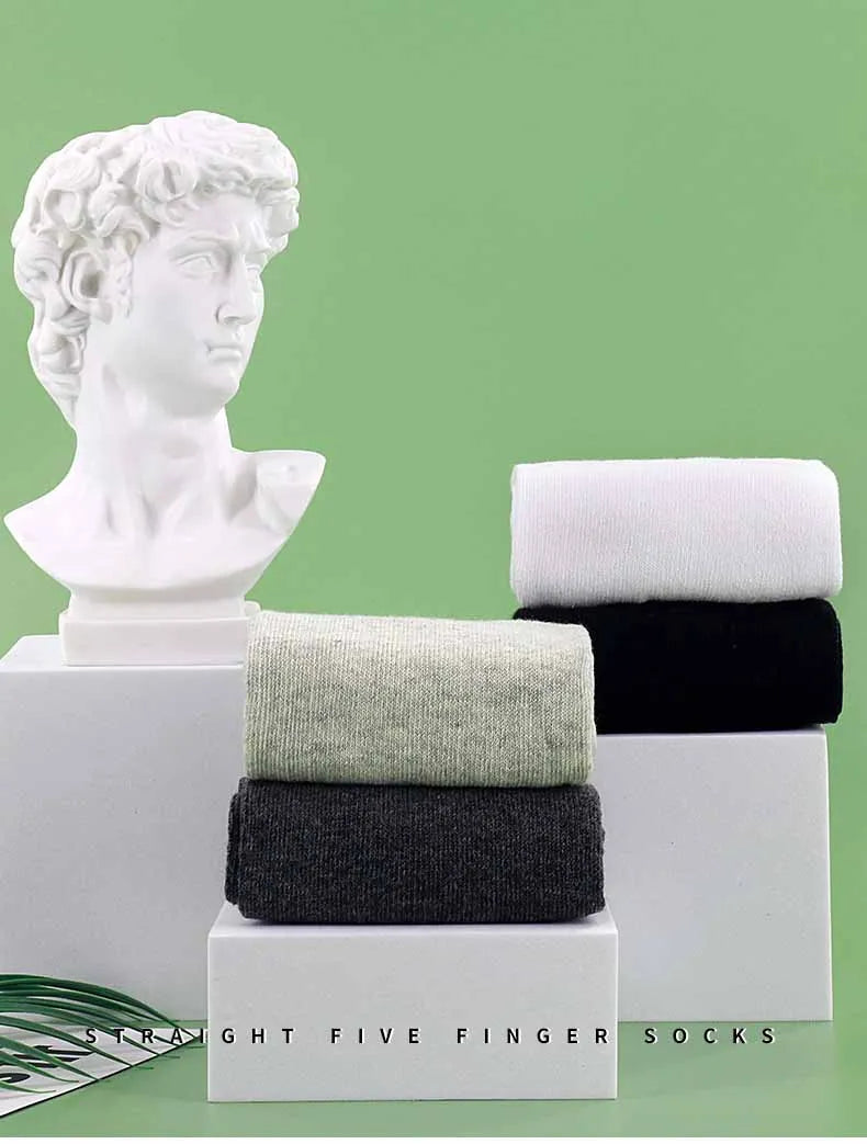 Toe Socks Men cotton Five Fingers Socks Breathable Short Ankle Crew Socks Sports Running Solid Color Black White Grey Male Sox